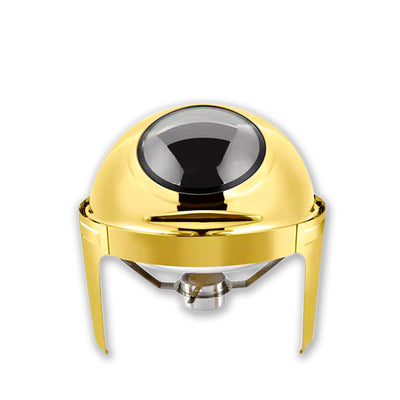 Gold Chafing Dish Round with Glass