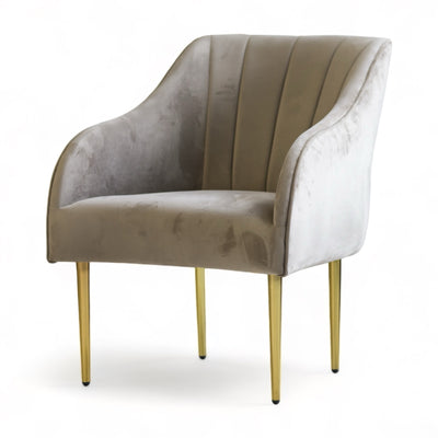 SKIN VELVET OCCASIONAL CHAIR WITH METAL GOLD LEGS