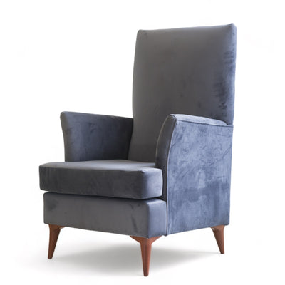 GREY LARGE WING BACK CHAIR WITH PLASTIC LEGS