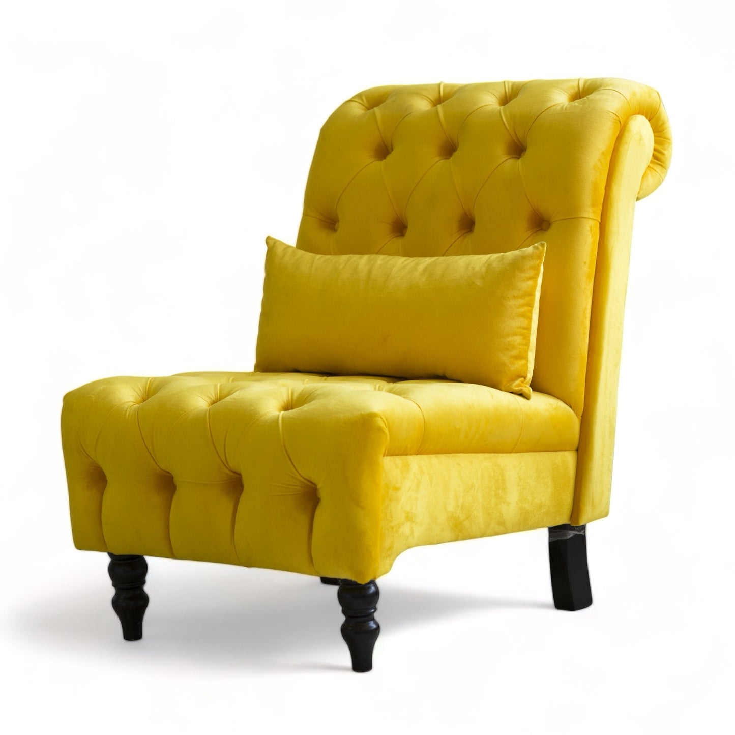 YELLOW OCCASIONAL CHAIR WITH WOODEN LEGS