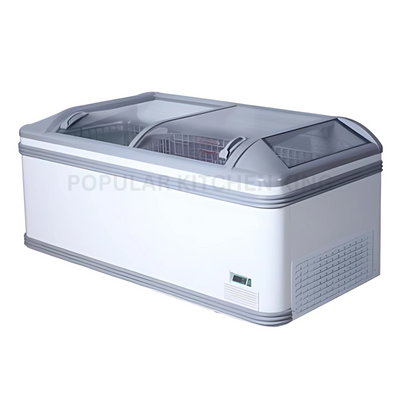 1.8m Curved Glass Island Freezer – Commercial Display Chest Freezer