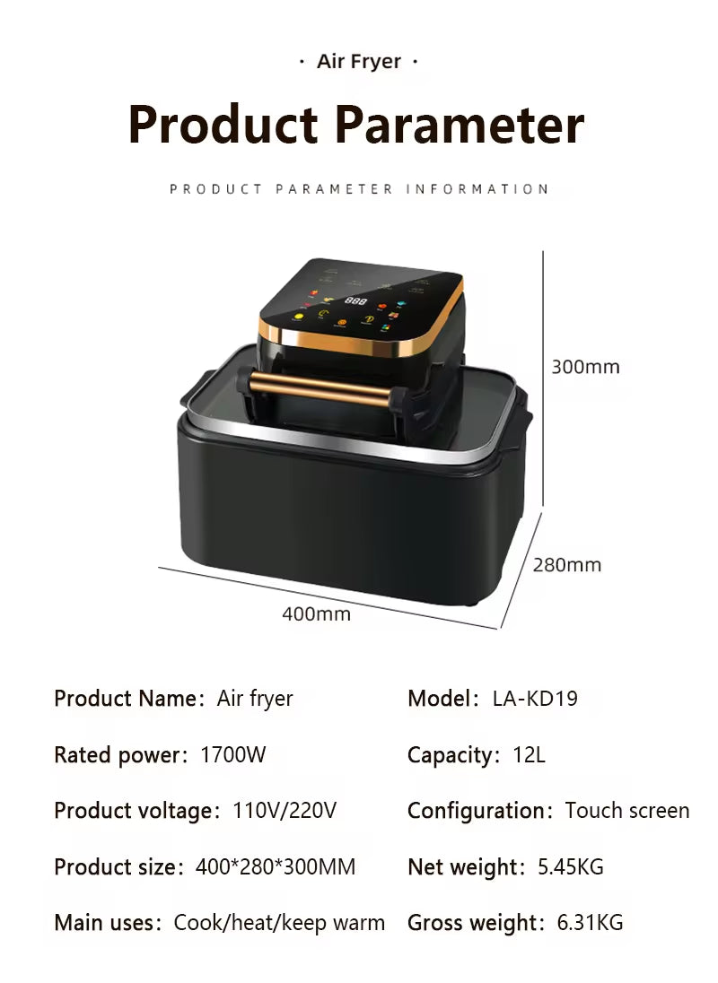 12L Digital Air Fryer with LCD Display Premium